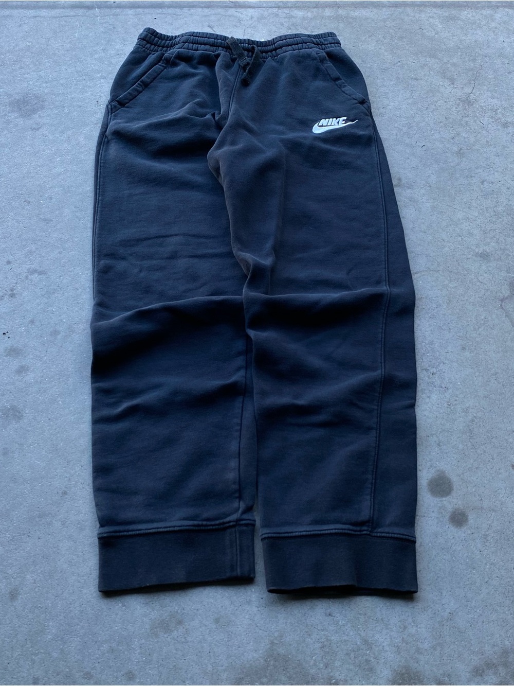 Nike Black Kids Jogger Sweatpants with White Swoosh